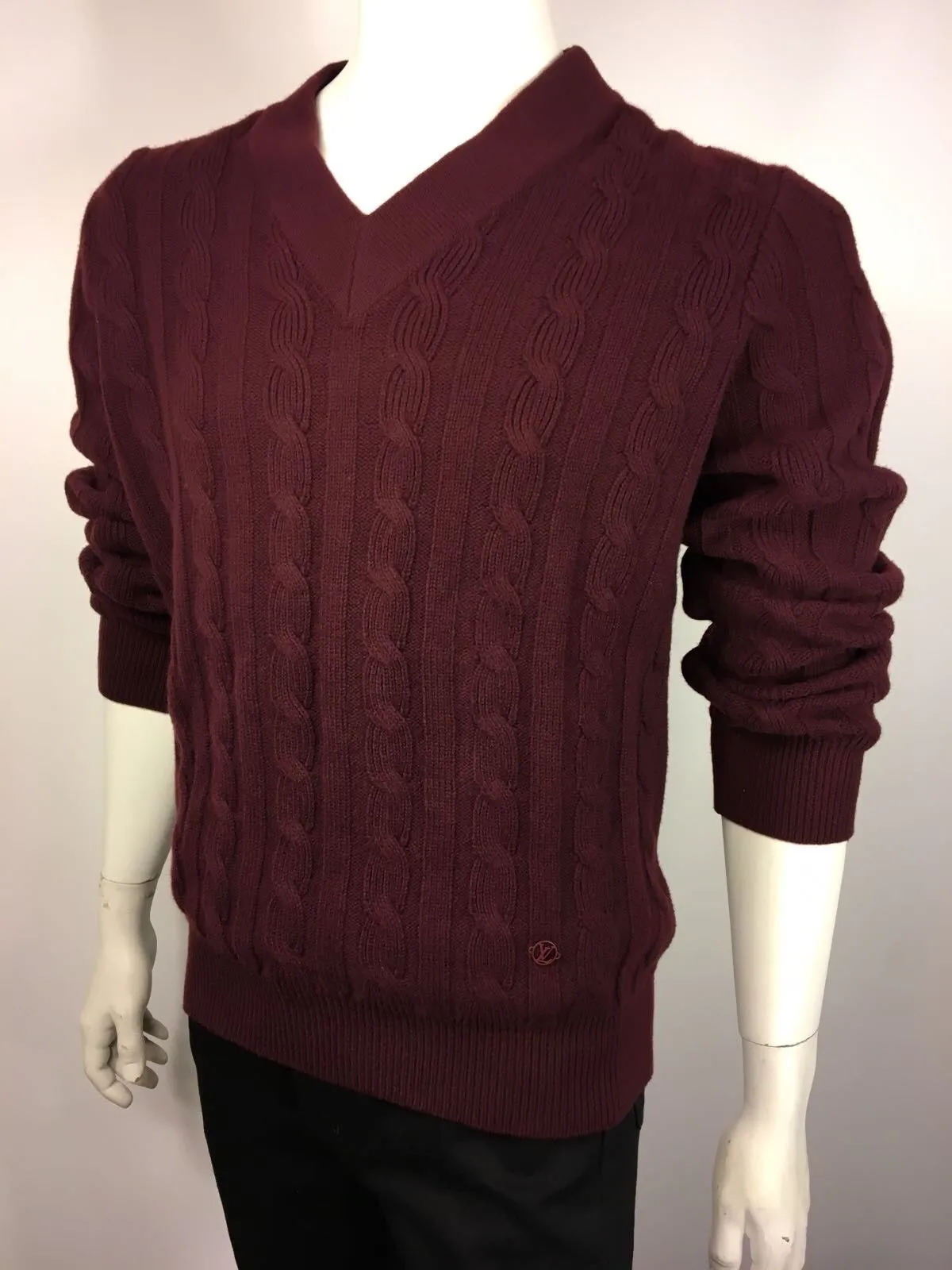 Cabled V Neck Sweater