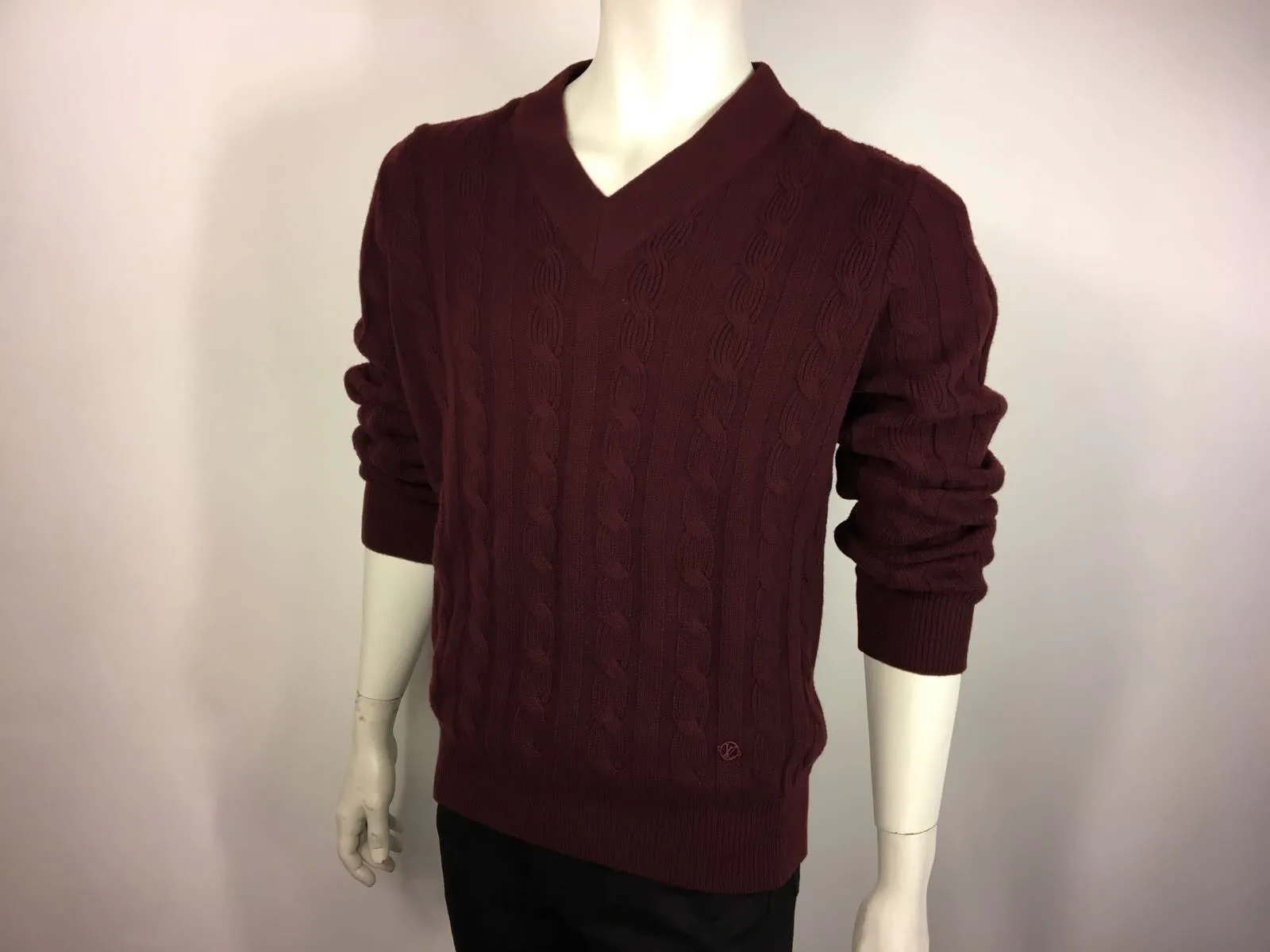 Cabled V Neck Sweater