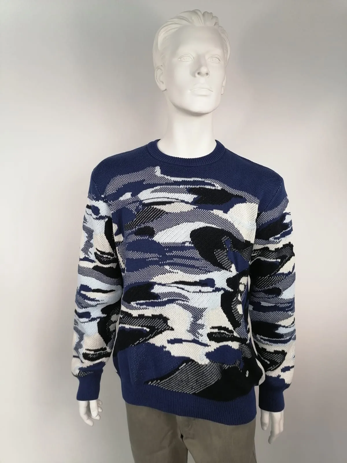 Camo Pique Jacquard Crewneck