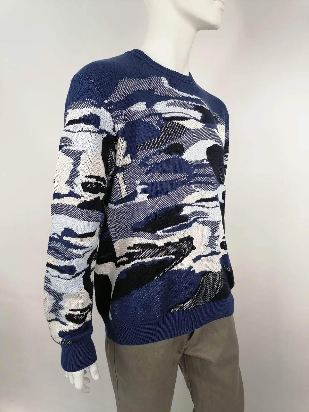 Camo Pique Jacquard Crewneck