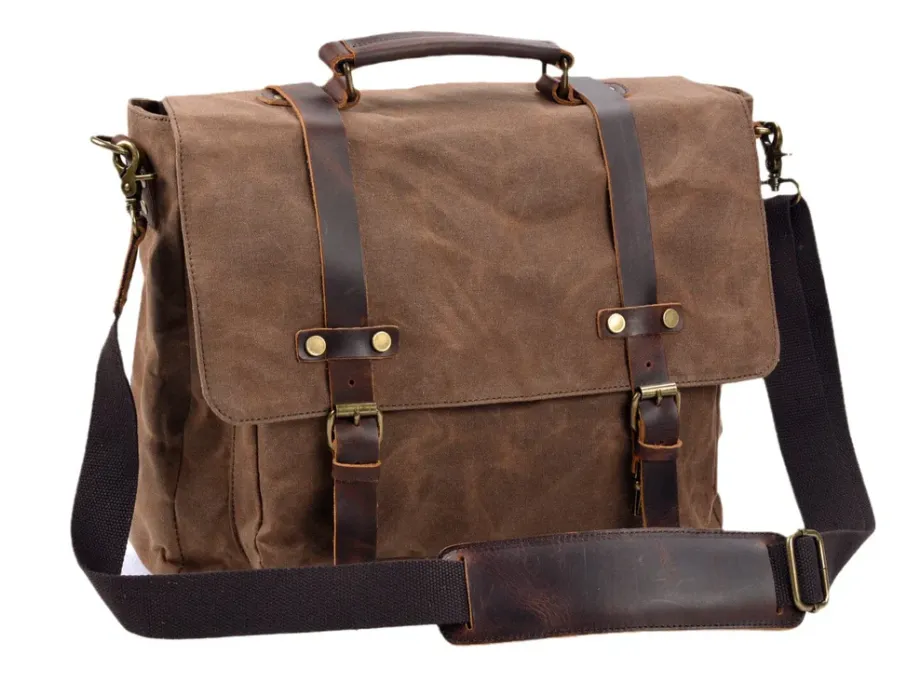 Canvas and Leather Messenger Bag | Rhine
