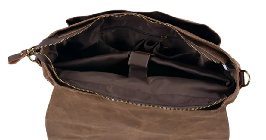 Canvas and Leather Messenger Bag | Rhine