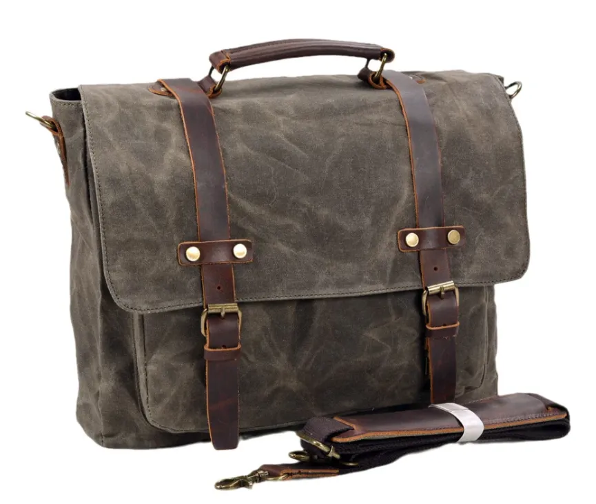 Canvas and Leather Messenger Bag | Rhine