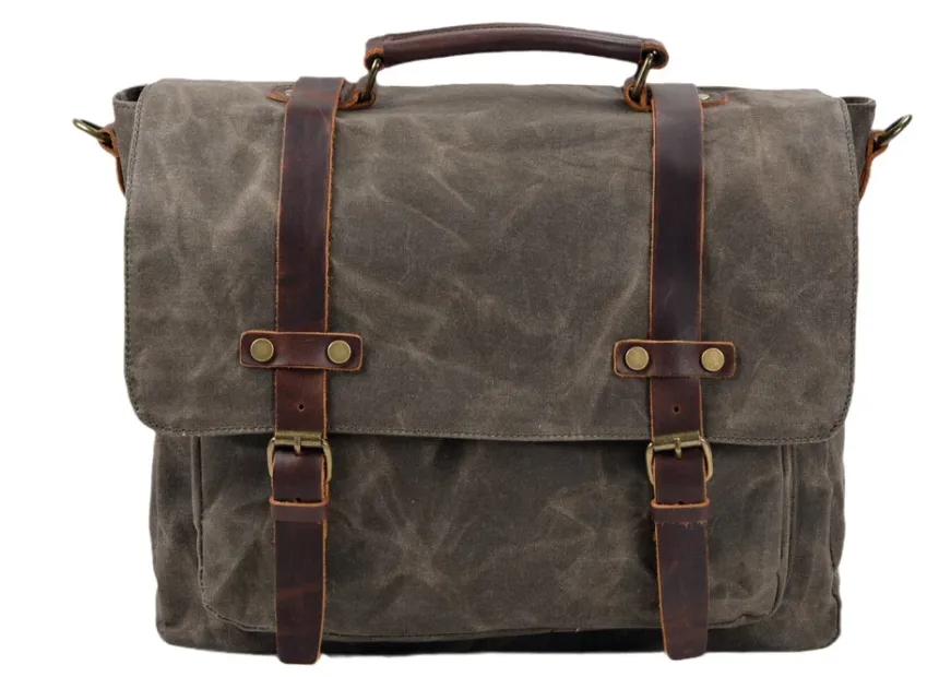 Canvas and Leather Messenger Bag | Rhine