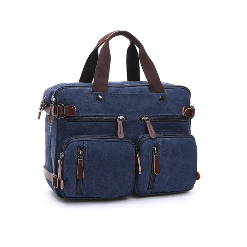 Canvas Briefcase Mens Canvas Messenger Bag Shoulder Laptop Bag Convertible Backpack