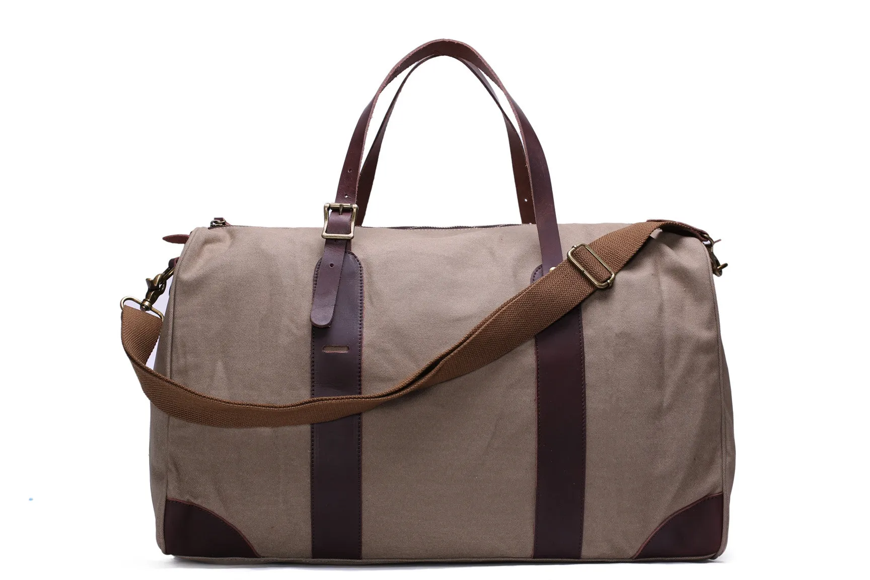Canvas Duffle Bag with Leather Trim, Canvas Travel Bag, Weekend Bag