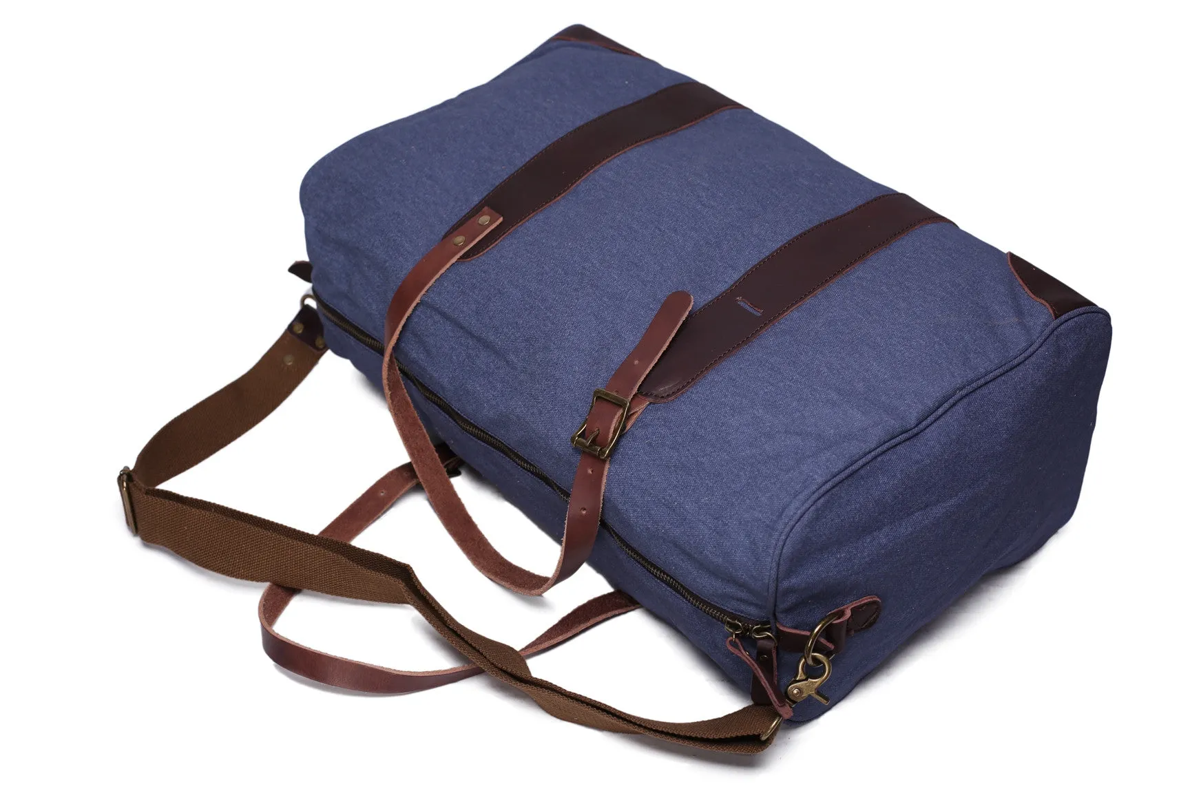 Canvas Duffle Bag with Leather Trim, Canvas Travel Bag, Weekend Bag