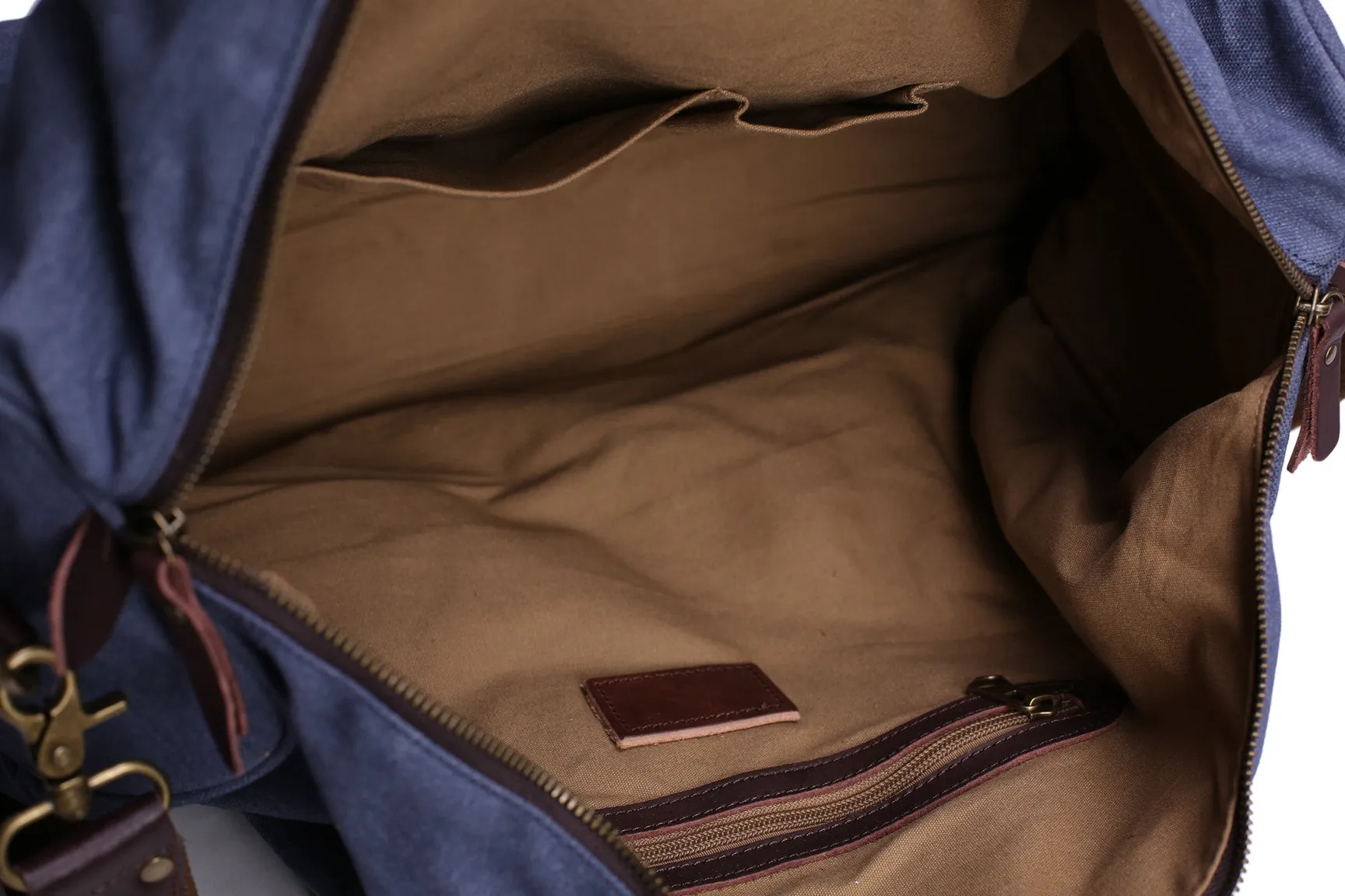 Canvas Duffle Bag with Leather Trim, Canvas Travel Bag, Weekend Bag