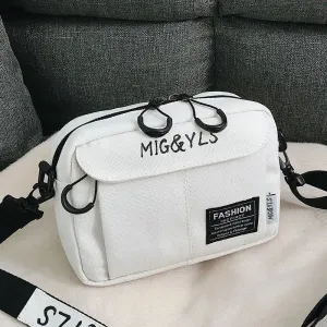 Canvas Square Women's Shoulder Bag with Zipper