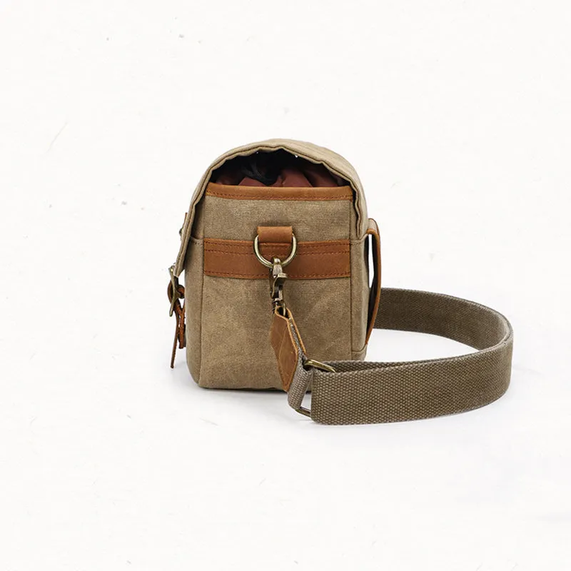 Canvas With Leather Camera Bag Waxed Canvas DSLR Camera Bag Waterproof Vintage Crossbody Messenger Bag QSMK-67