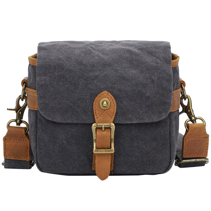 Canvas With Leather Camera Bag Waxed Canvas DSLR Camera Bag Waterproof Vintage Crossbody Messenger Bag QSMK-67