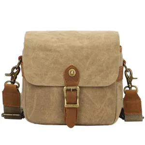Canvas With Leather Camera Bag Waxed Canvas DSLR Camera Bag Waterproof Vintage Crossbody Messenger Bag QSMK-67