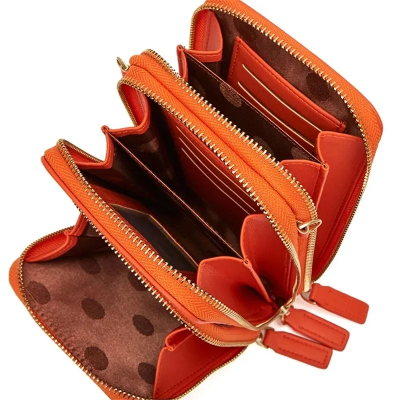 Casual Style Multiple Compartment Adjustable Shoulder Strap Phone Holder Currency Wallet
