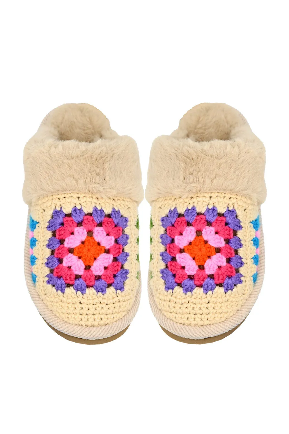 C.C. Handmade Crochet Slippers for Women in Beige | SPE7393-BEIGE