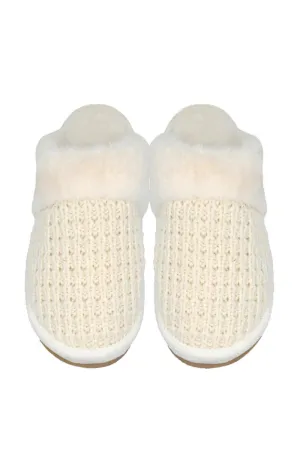 C.C. Rib Pattern Knitted Slippers for Women in Ivory | SPE0032-IVORY