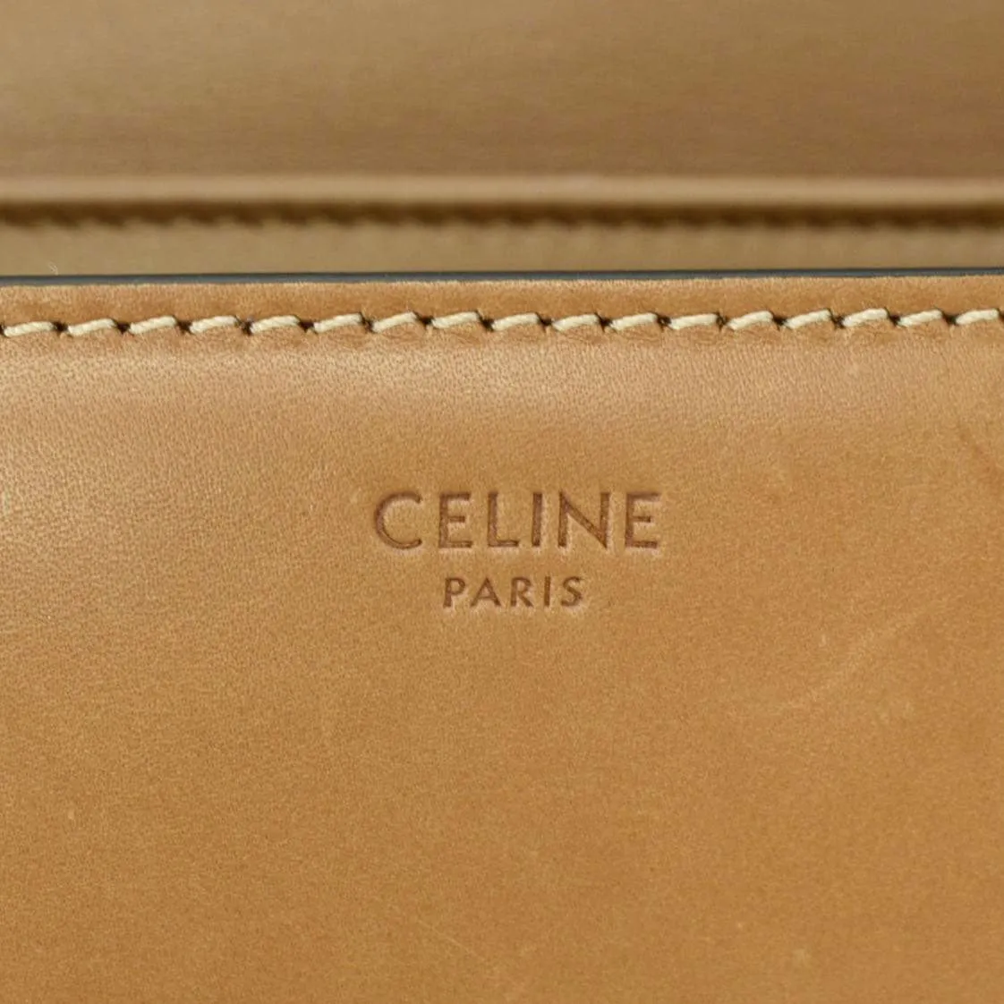 CELINE Teen Triomphe Leather Shoulder Bag Brown