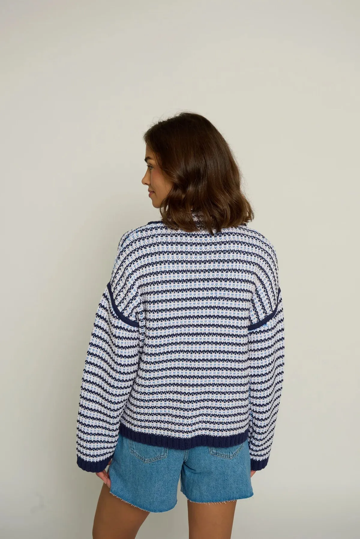 CENTRAL PARK WEST-Chunky Novelty Jacket Blue Multi