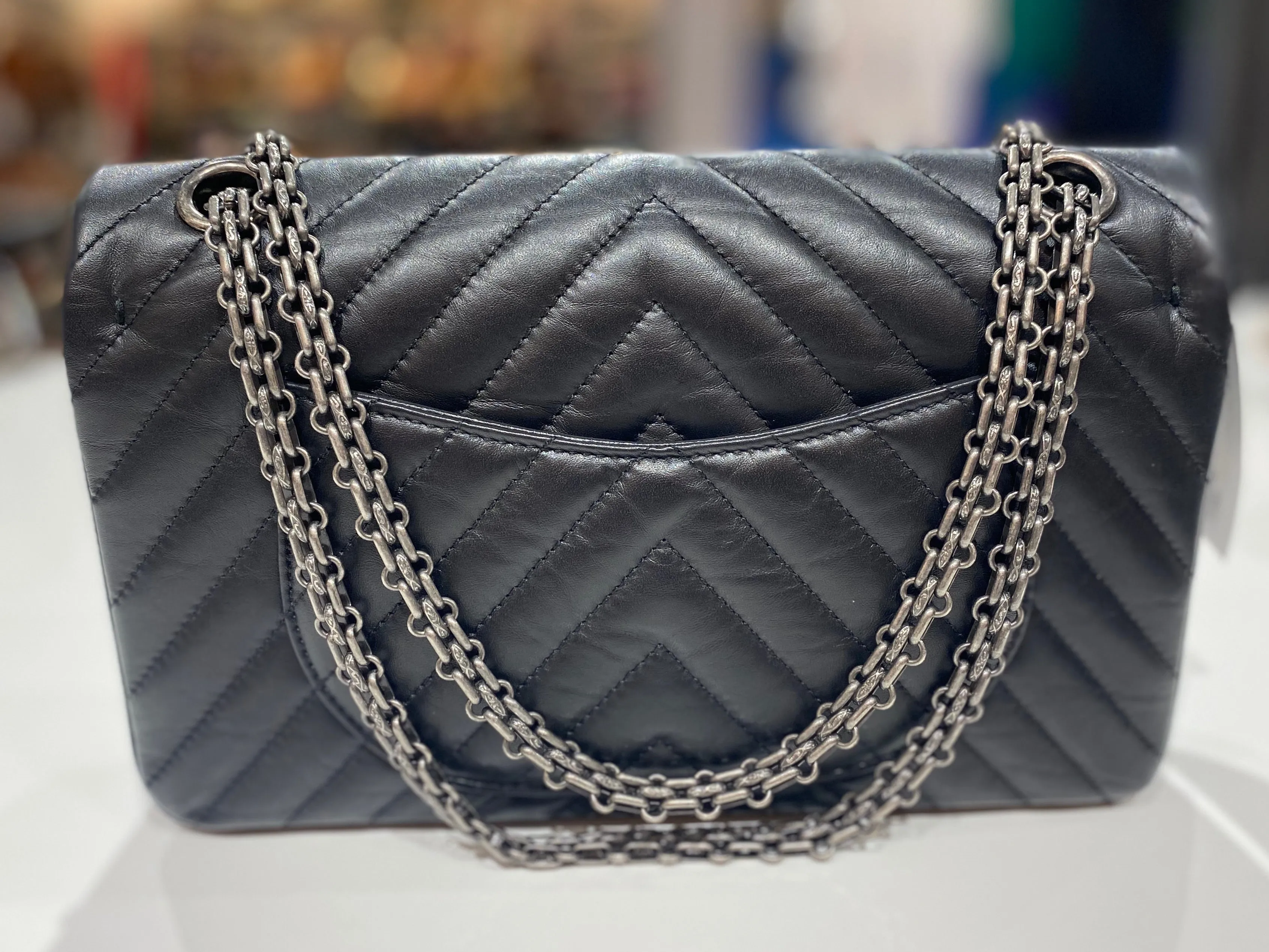 Chanel Black 2.55 Chevron Flap Small