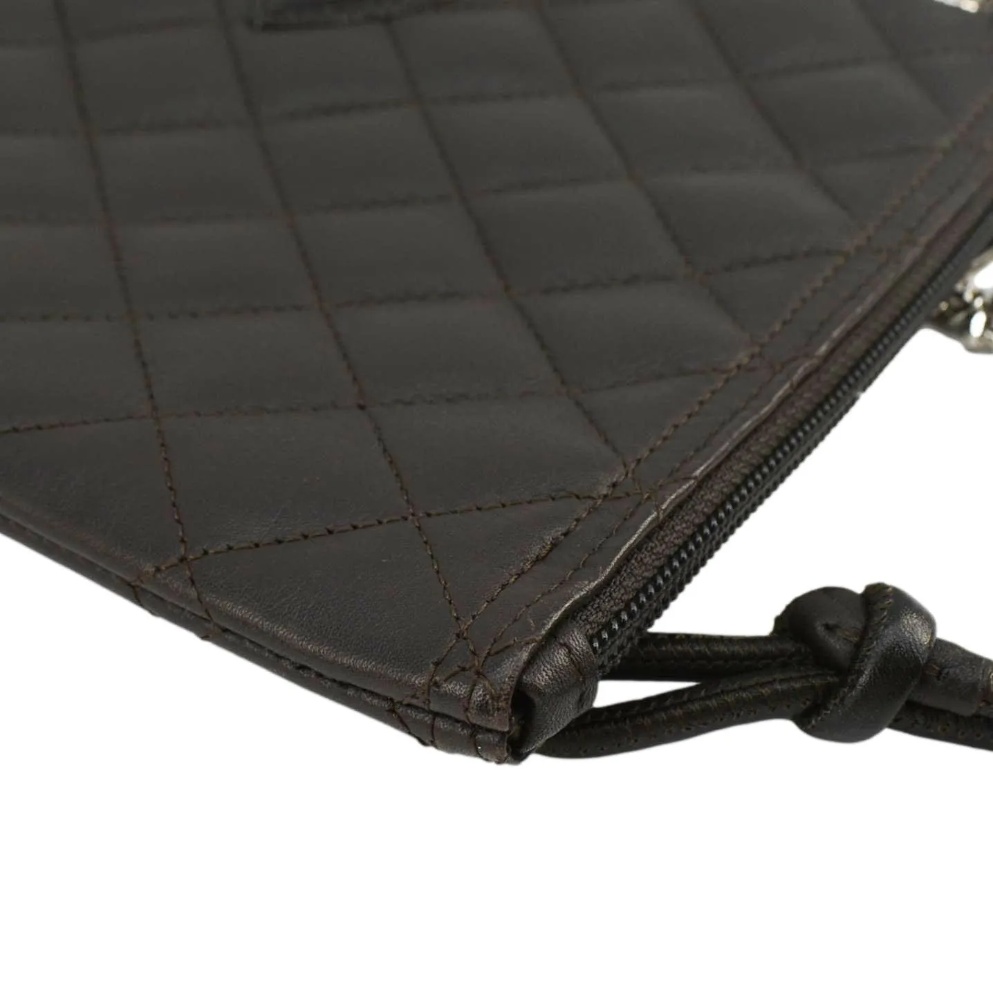 CHANEL Cambon Flat Calfskin Leather Messenger Bag Black