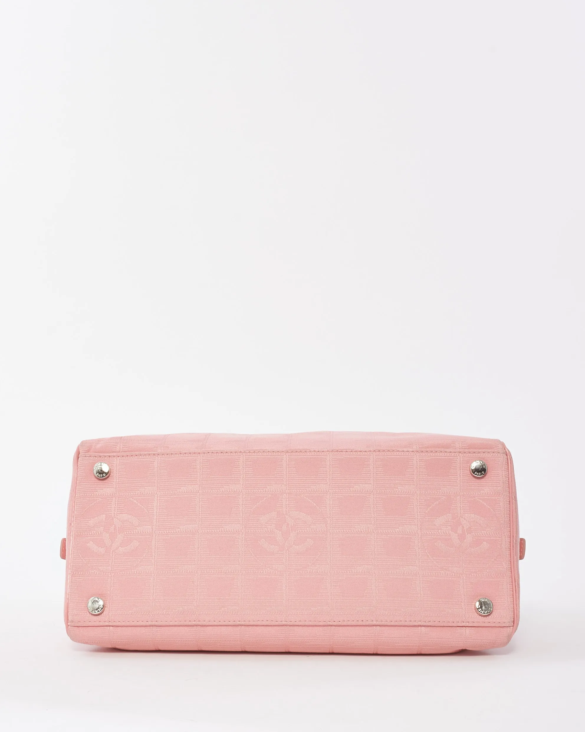 Chanel Vintage Pink New Line Canvas Logo Top Handle Bag