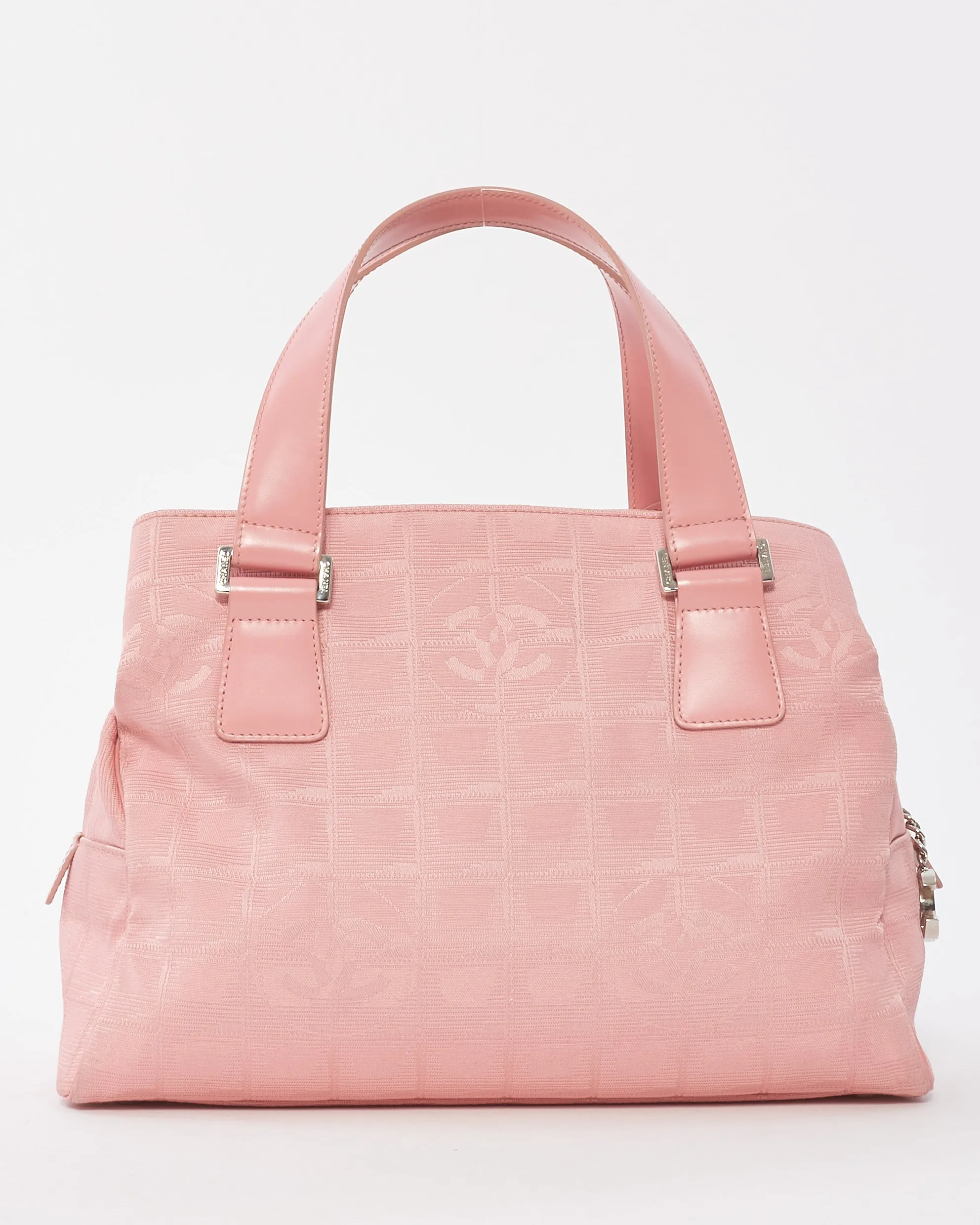 Chanel Vintage Pink New Line Canvas Logo Top Handle Bag