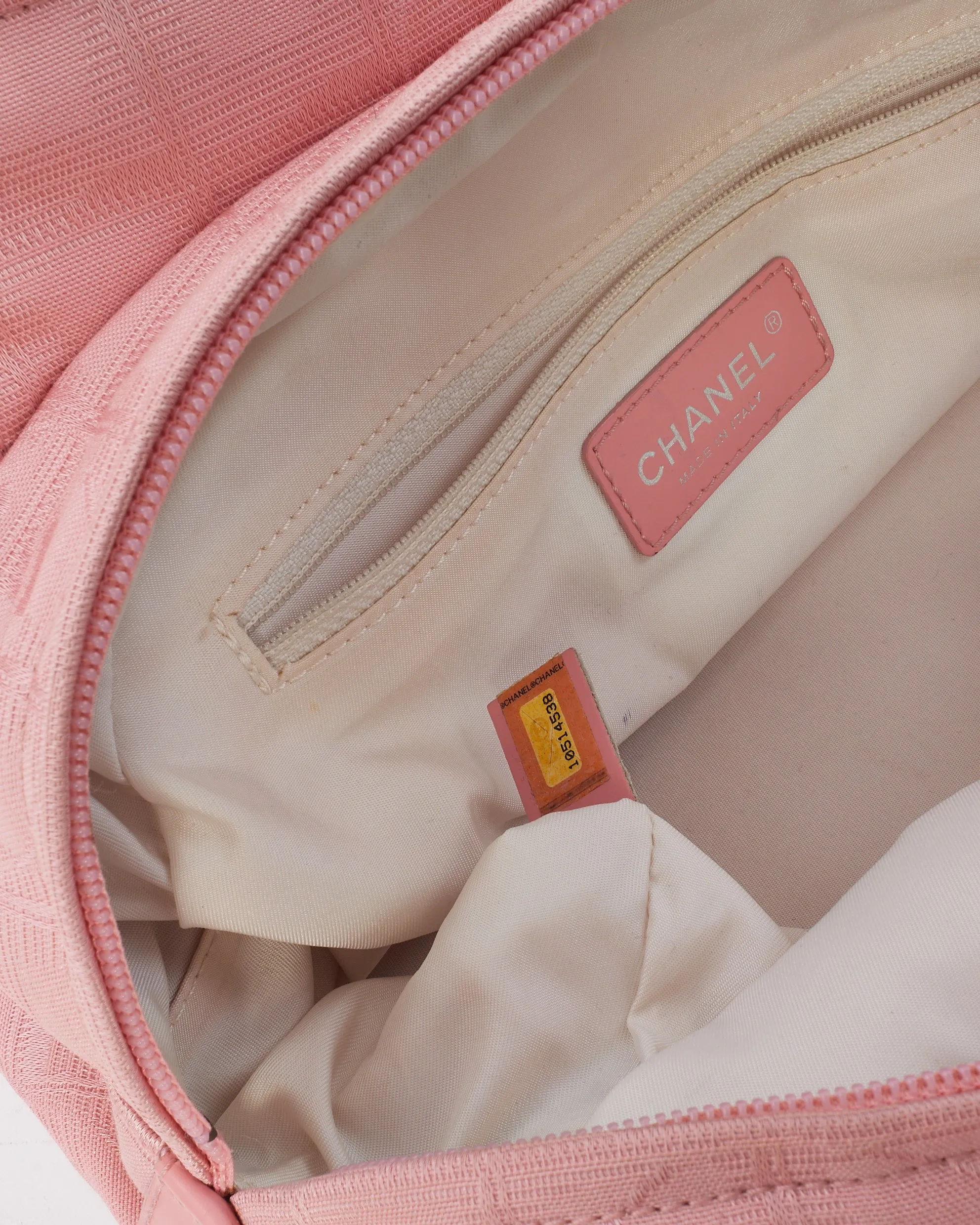 Chanel Vintage Pink New Line Canvas Logo Top Handle Bag