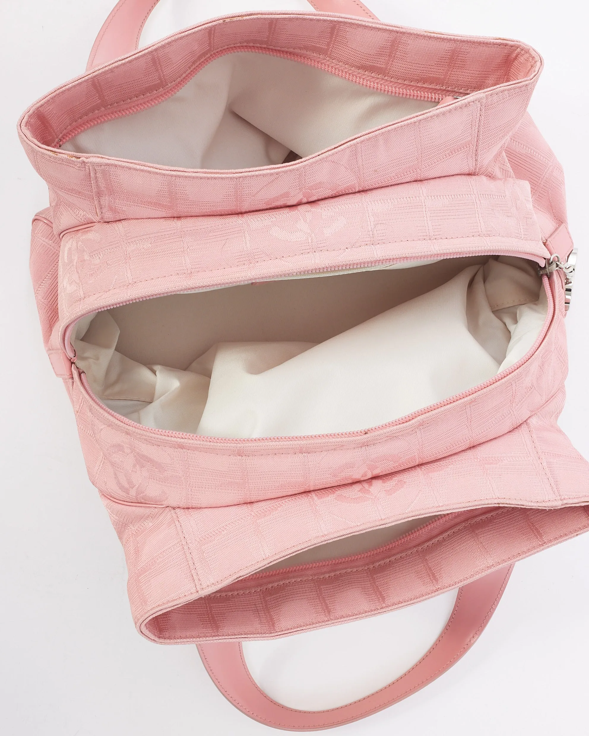Chanel Vintage Pink New Line Canvas Logo Top Handle Bag