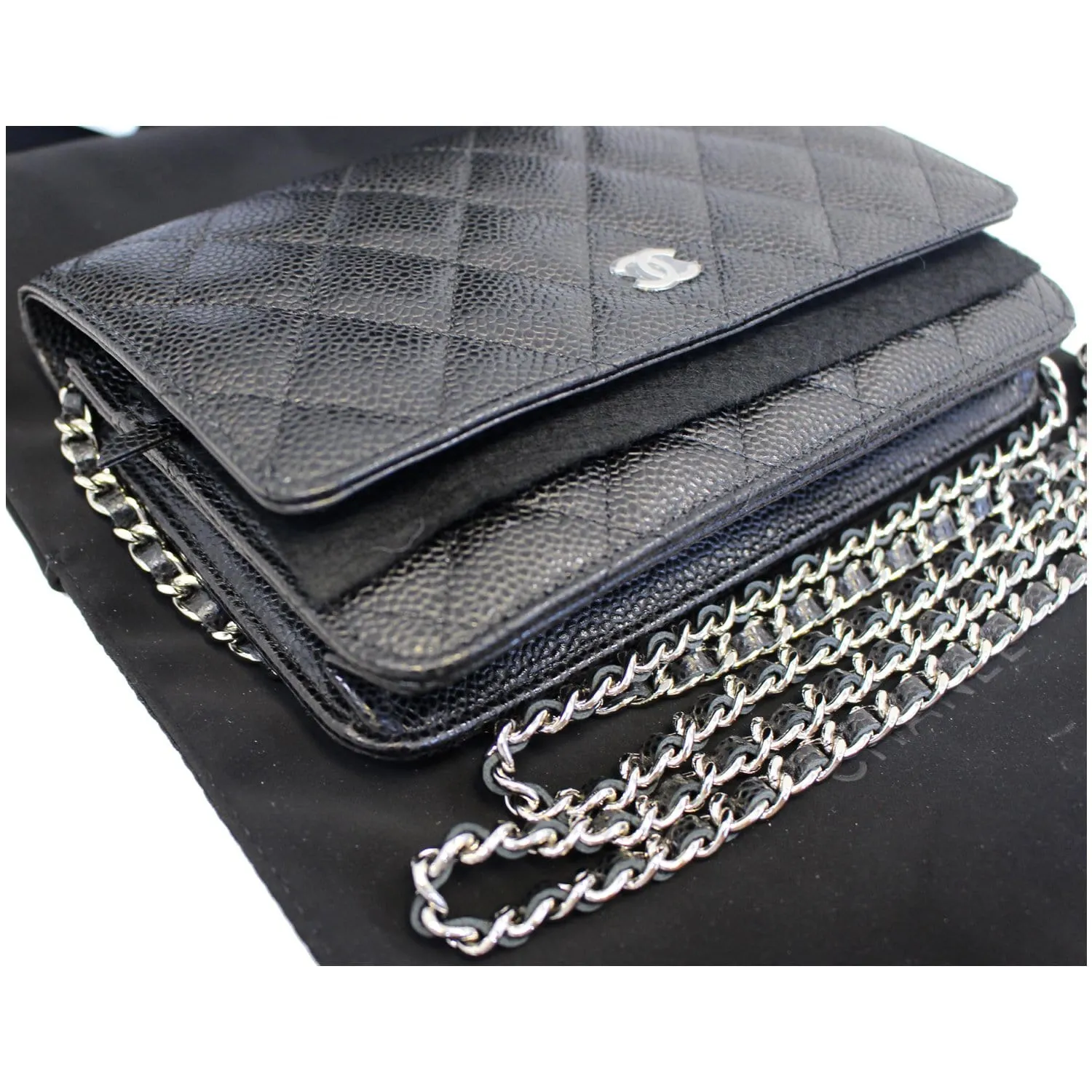 CHANEL Wallet on Chain WOC Caviar Leather Crossbody Bag Black