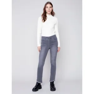 Charlie B Stretch Denim Flare Pant With Asymetrical Opening