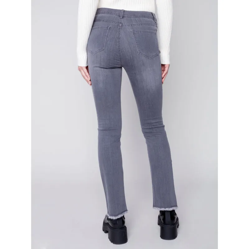 Charlie B Stretch Denim Flare Pant With Asymetrical Opening