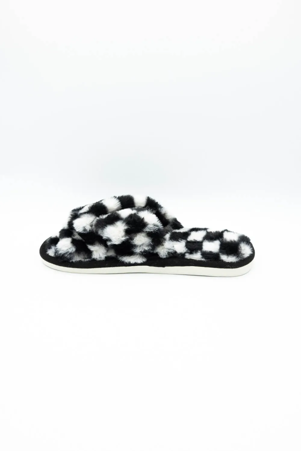 Checker Slippers for Women in White/Black | WSL220135WHT