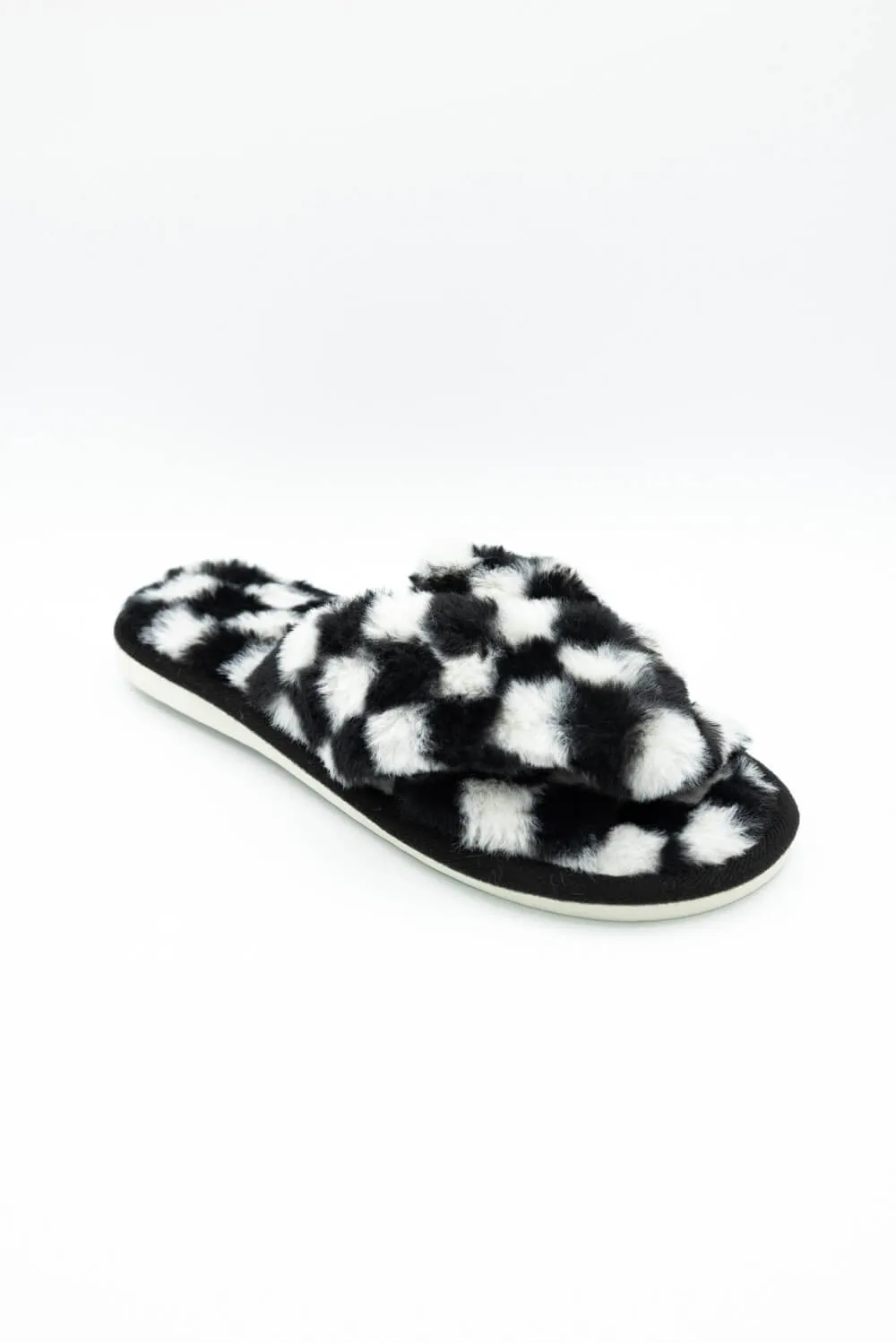 Checker Slippers for Women in White/Black | WSL220135WHT