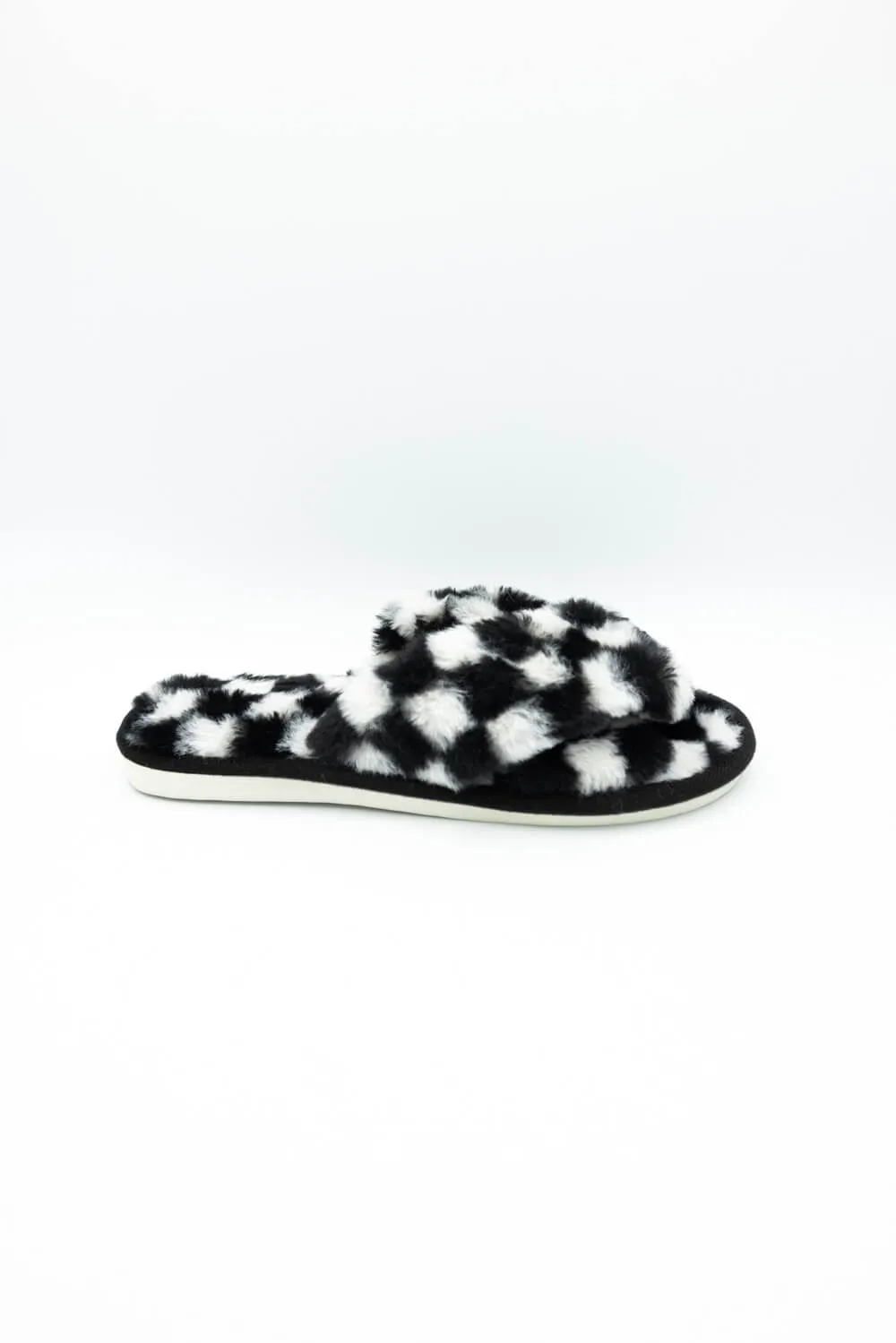 Checker Slippers for Women in White/Black | WSL220135WHT