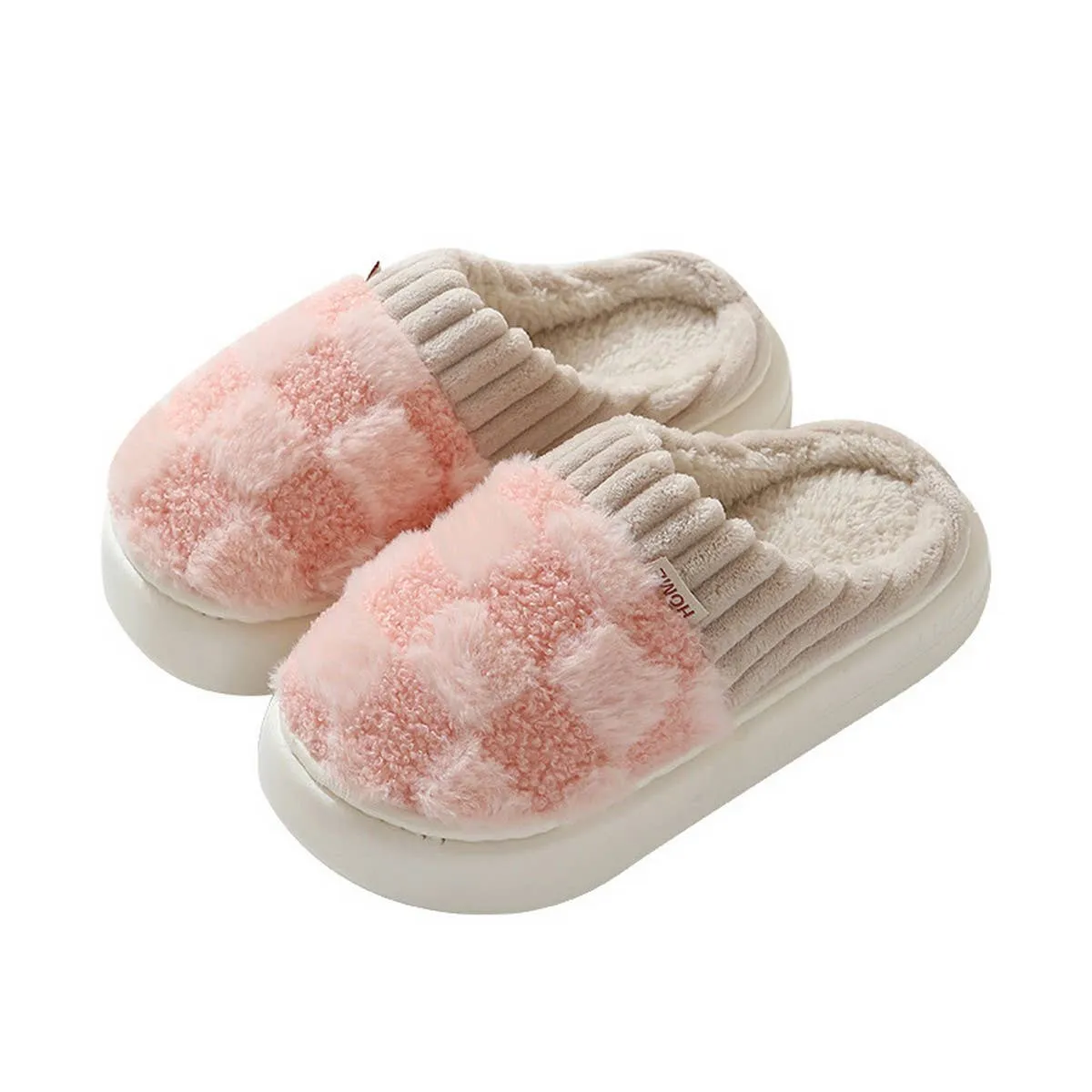 CHECKERED FUZZY WARMIES SLIPPERS CWSHS0270