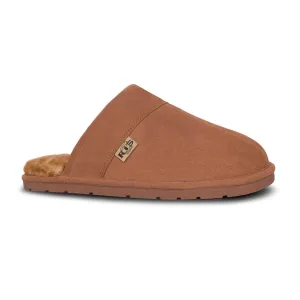 Chestnut Slip-On Sheepskin Scuff Slippers By CLOUD NINE / RJS - Shoe Size Men S-M-L-XL-XXL