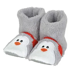 Child Penguin Fuzzy Slippers, Size Large 11-12