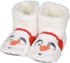 Child Snowman Fuzzy Slippers, Size Large 11-12