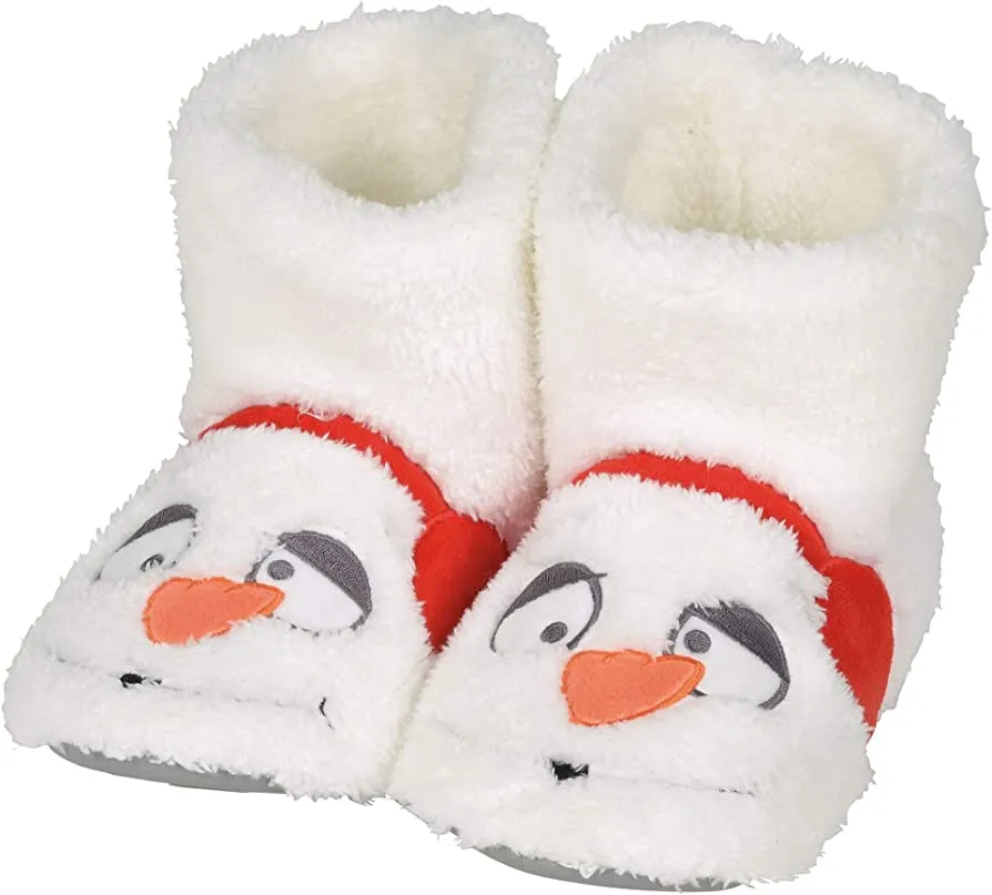 Child Snowman Fuzzy Slippers, Size Large 11-12