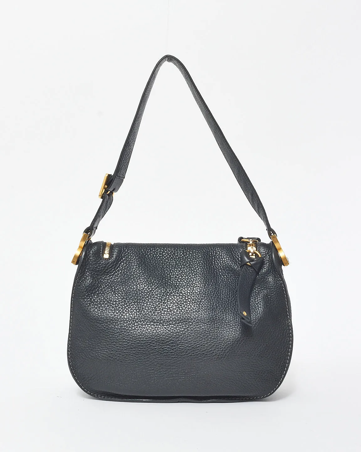 Chloé Black Leather Small Marcie Saddle Shoulder Bag
