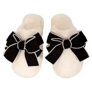 Christa CozyCream Slippers Black Bows: Small