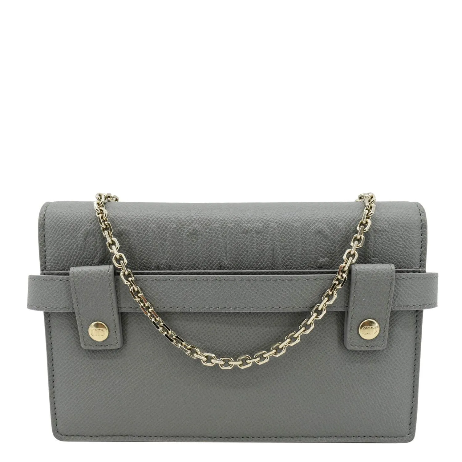 CHRISTIAN DIOR 30 Montaigne 2 in 1 Grained Calfskin Leather Pouch Dark Grey