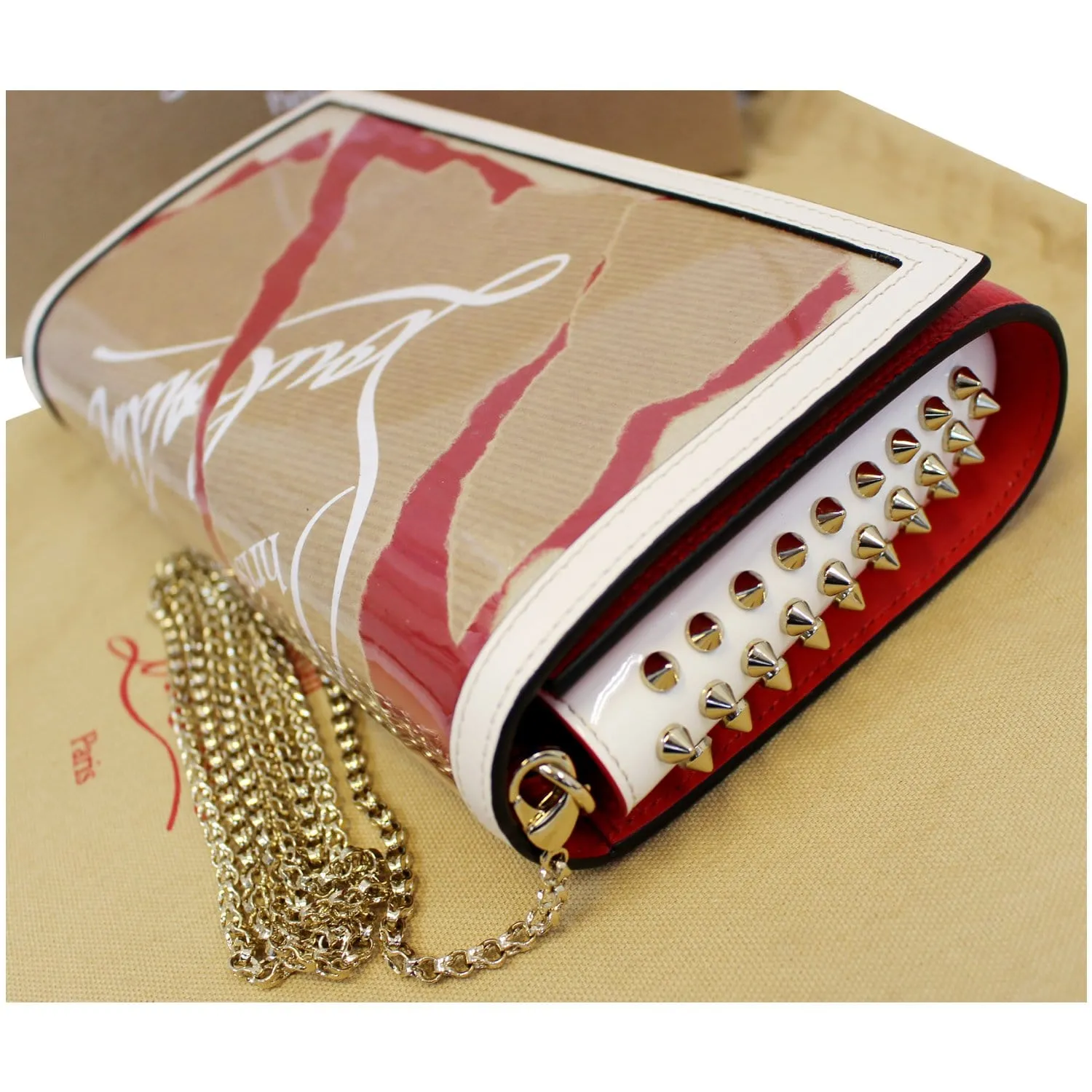 Christian Louboutin Paloma Kraft Loubi Clutch Crossbody Bag