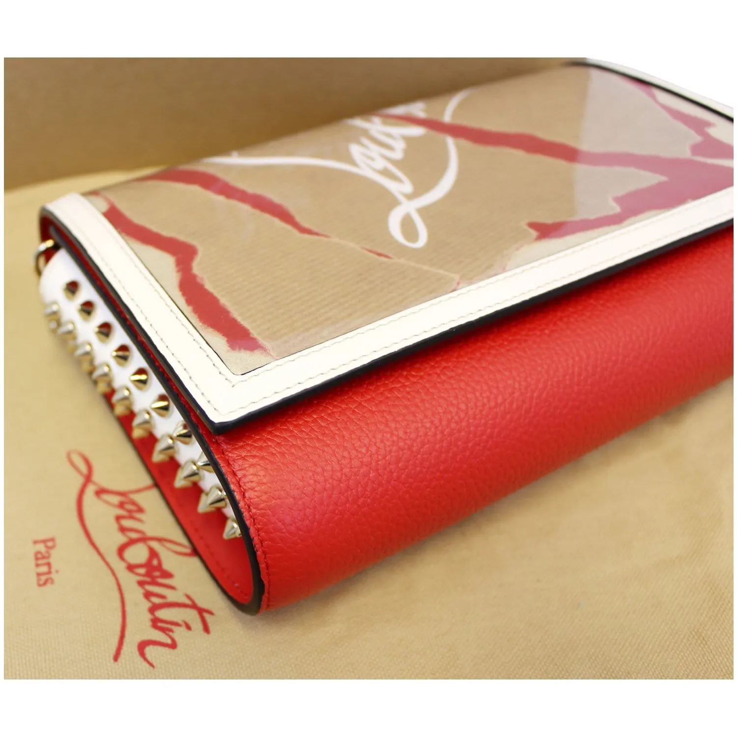 Christian Louboutin Paloma Kraft Loubi Clutch Crossbody Bag