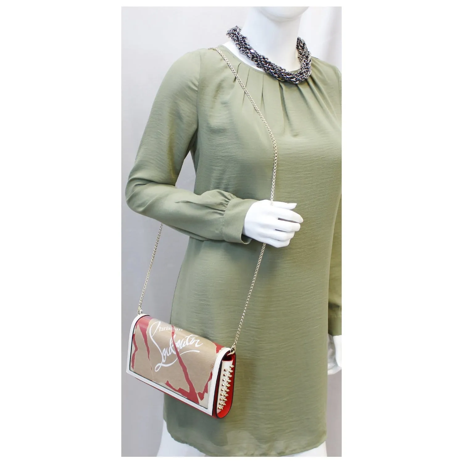 Christian Louboutin Paloma Kraft Loubi Clutch Crossbody Bag