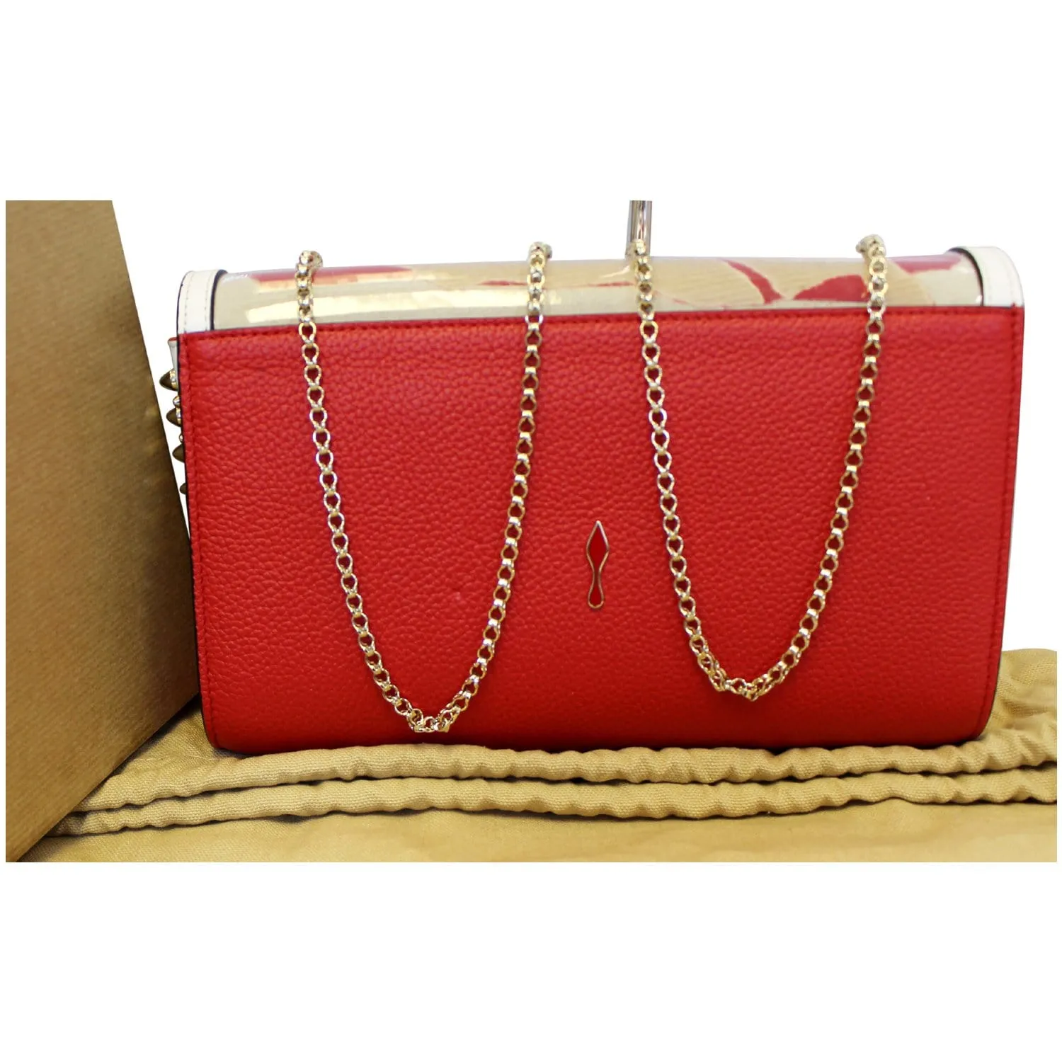 Christian Louboutin Paloma Kraft Loubi Clutch Crossbody Bag