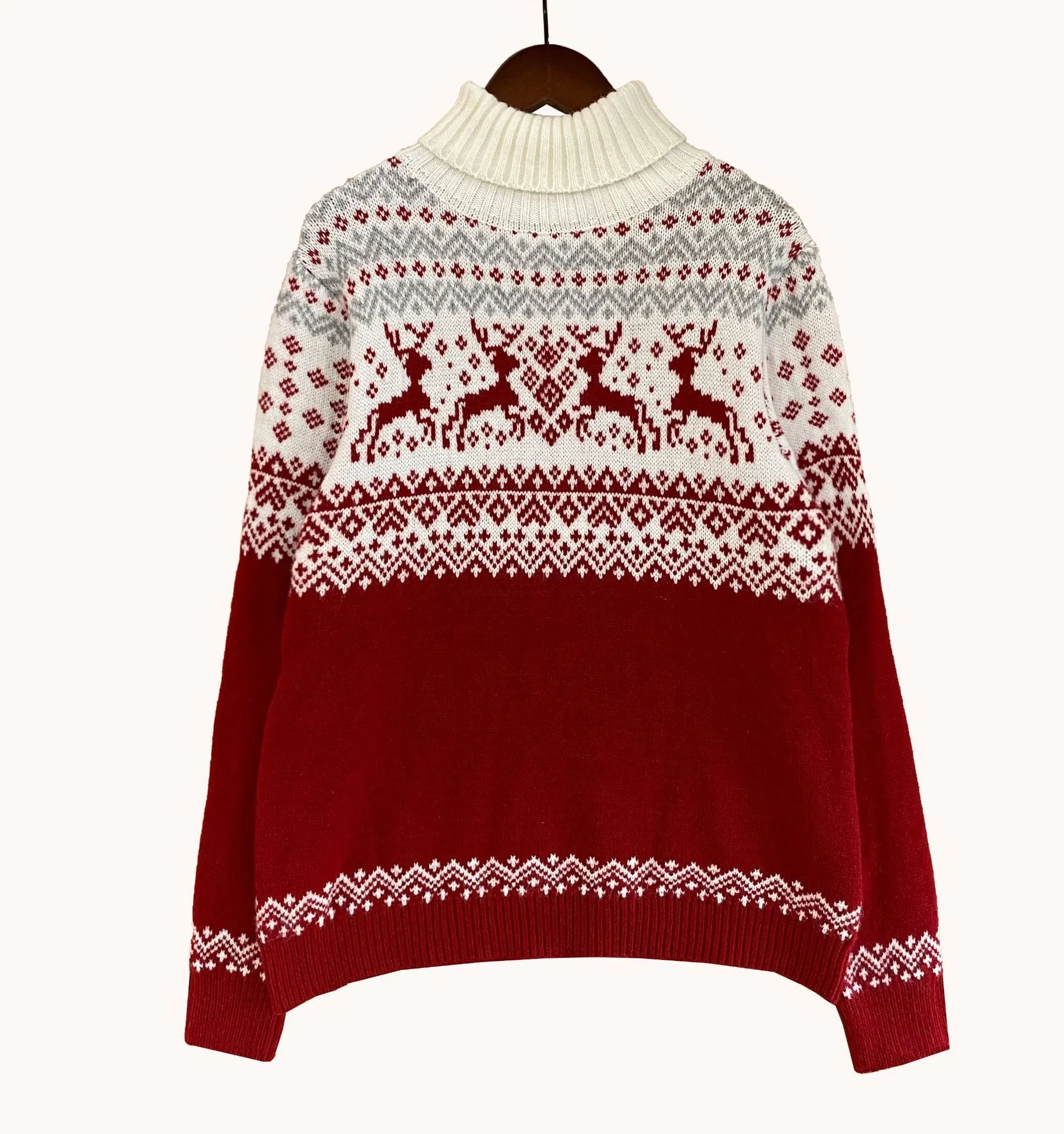 Christmas Elk High Neck His-and-hers Knitting Sweaters