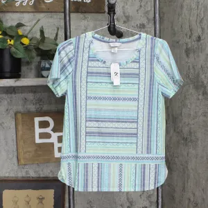 Christopher & Banks Womens Knit Striped Patterned Short Sleeve T-Shirt Tee 8052