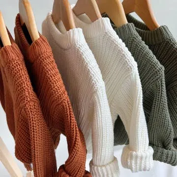 Chunky Knit Kids Sweater| Rust