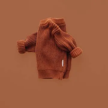 Chunky Knit Kids Sweater| Rust