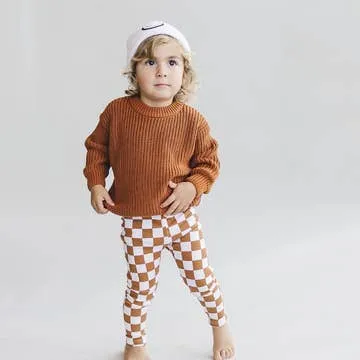 Chunky Knit Kids Sweater| Rust